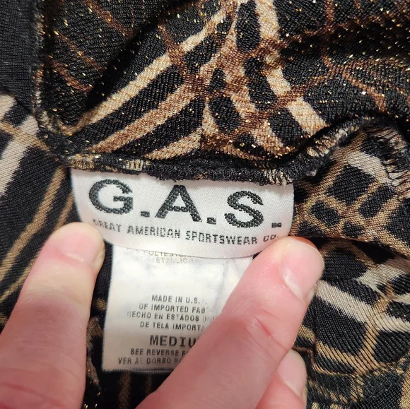 90s Y2K G.A.S. Metallic Plaid Brown Mockneck Mini Dress Size Medium - Picture 4 of 12